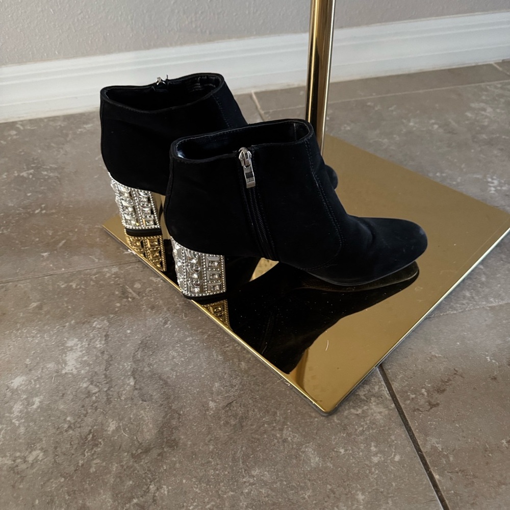Madeline Stuart Black Ankle Boots with Silver Detail